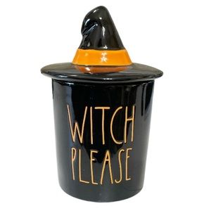 NEW Rae Dunn WITCH PLEASE Halloween Jar with Witch Hat Lid